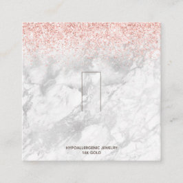 Roos Gold Pink Glitter Marble Ring Display logo Vierkante Visitekaartje