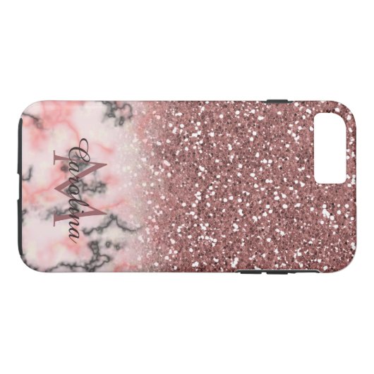 Roos Gold Pink Glitter, marmer, op maat gemaakt Case-Mate iPhone Case (Achterkant (Horizontaal))
