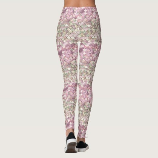 Roos Gold Pink Glitter Mermaid Leggings (Achterkant)