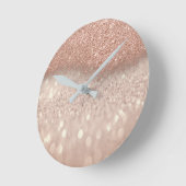Roos Gold Pink Glitter Minimal Ombre Elegant Ronde Klok (Hoek)