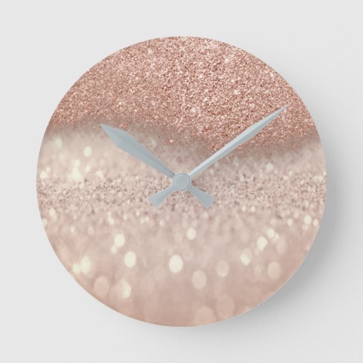 Roos Gold Pink Glitter Minimal Ombre Elegant Ronde Klok (Voorkant)