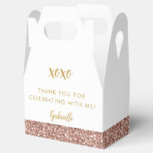 Roos Gold Pink Glitter Modern Birthday Mitzvah Bedankdoosjes (Geopend)