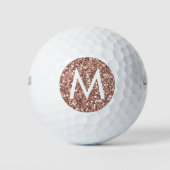 Roos Gold Pink Glitter Modern Monogram Initiaal Golfballen (Voorkant)