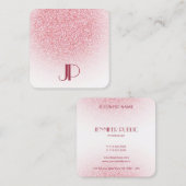 Roos Gold Pink Glitter Moderne Elegant Monogram Vierkante Visitekaartje (Voorkant / Achterkant)