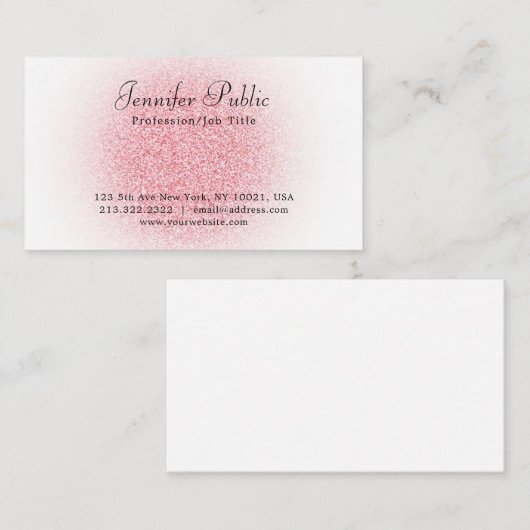 Roos Gold Pink Glitter Moderne Elegant Sjabloon Visitekaartje (Voorkant / Achterkant)