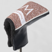 Roos Gold Pink Glitter Monogram Naam Putter Golfheadcover (3/4 voorkant)
