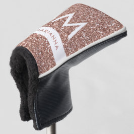 Roos Gold Pink Glitter Monogram Naam Putter Golfheadcover