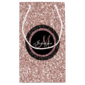 Roos Gold Pink Glitter Monogram Name Girly Party Klein Cadeauzakje (Achterkant)