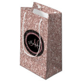 Roos Gold Pink Glitter Monogram Name Girly Party Klein Cadeauzakje (Voorkant Gekanteld)