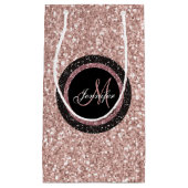 Roos Gold Pink Glitter Monogram Name Girly Party Klein Cadeauzakje (Voorkant)