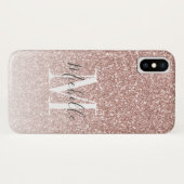 Roos Gold Pink Glitter Monogram Script Name Case-Mate iPhone Case (Achterkant (horizontaal))