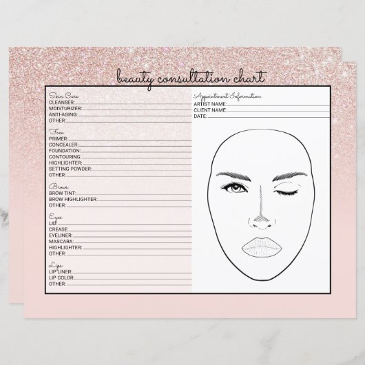 Roos Gold Pink Glitter Ombre Beauty Consulting (Voorkant / Achterkant)