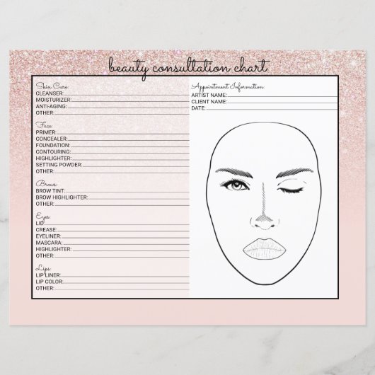 Roos Gold Pink Glitter Ombre Beauty Consulting (Voorkant)