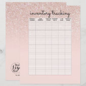 Roos Gold Pink Glitter Ombre Business Inventory (Voorkant / Achterkant)