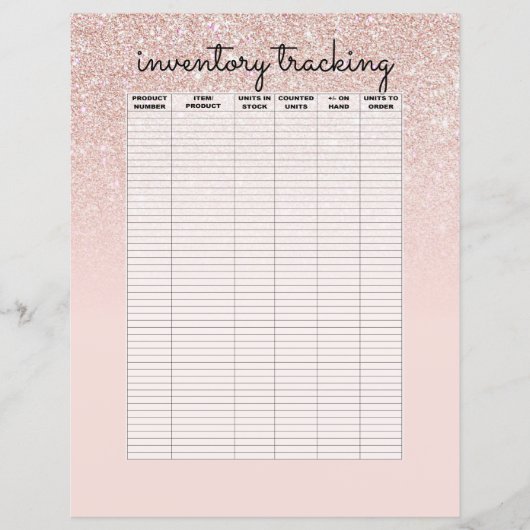 Roos Gold Pink Glitter Ombre Business Inventory (Voorkant)