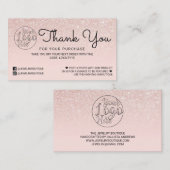 Roos Gold Pink Glitter Ombre Klant Hartelijk dank Visitekaartje (Voorkant / Achterkant)