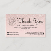 Roos Gold Pink Glitter Ombre Klant Hartelijk dank Visitekaartje (Voorkant)