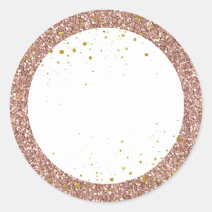 Roos Gold Pink Glitter - Persoonlijk voordeel Ronde Sticker