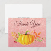 Roos Gold Pink Glitter Pumpkin Herfst Hartelijk da Bedankkaart (Voorkant / Achterkant)