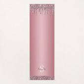 Roos Gold Pink Glitter Sparkle Drip Monogram Naam Yogamat (Voorkant)