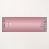 Roos Gold Pink Glitter Sparkle Drip Monogram Naam Yogamat (Voorkant (horizontaal))