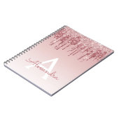 Roos Gold Pink Glitter Sparkle Monogram Notitieboe Notitieboek (Linkerzijde)