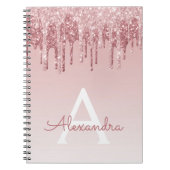 Roos Gold Pink Glitter Sparkle Monogram Notitieboe Notitieboek (Voorkant)