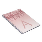 Roos Gold Pink Glitter Sparkle Monogram Notitieboe Notitieboek (Rechterzijde)