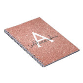 Roos Gold Pink Glitter Sparkle Monogram Notitieboe Notitieboek (Rechterzijde)