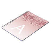 Roos Gold Pink Glitter Sparkle Monogram Notitieboe Notitieboek (Linkerzijde)