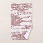 Roos Gold Pink Glitter Sparkly Marble Glam Trendy Bad Handdoek (Handdoek)