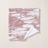Roos Gold Pink Glitter Sparkly Marble Glam Trendy Bad Handdoek (Wasdoekje)