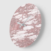Roos Gold Pink Glitter Sparkly Marble Glam Trendy Grote Klok (Hoek)