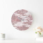 Roos Gold Pink Glitter Sparkly Marble Glam Trendy Grote Klok (Huis)