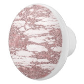 Roos Gold Pink Glitter Sparkly Marble Glam Trendy Keramische Knop (Rechts)