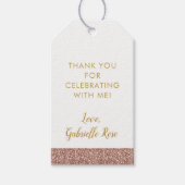 Roos Gold Pink Glitter Stripe Party Favor Cadeaulabel (Voorkant)