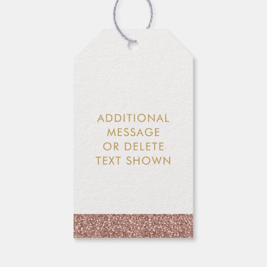 Roos Gold Pink Glitter Stripe Party Favor Cadeaulabel (Achterkant)