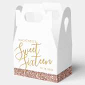 Roos Gold Pink Glitter Sweet 16 Gepersonaliseerd Bedankdoosjes (Geopend)