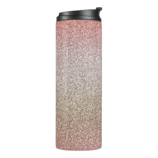 Roos Gold Pink Glitter Thermosbeker (Gedraaid links)