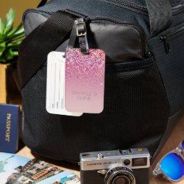 Roos Gold Pink Gold Glitter Sparkle Bagagelabel