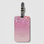 Roos Gold Pink Gold Glitter Sparkle Bagagelabel (Voorkant (verticaal))