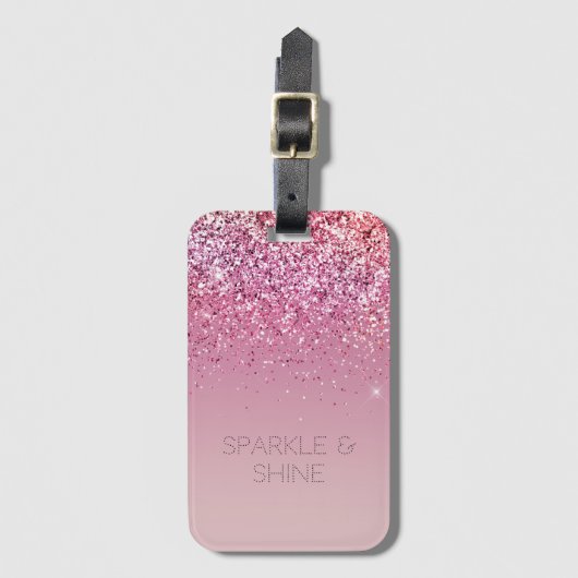 Roos Gold Pink Gold Glitter Sparkle Bagagelabel (Voorkant (verticaal))