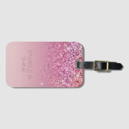 Roos Gold Pink Gold Glitter Sparkle Bagagelabel