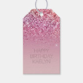 Roos Gold Pink Gold Glitter Sparkle Cadeaulabel (Voorkant)