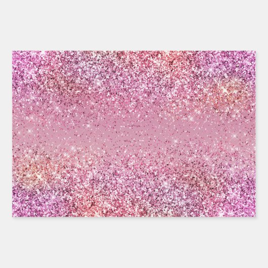 Roos Gold Pink Gold Glitter Sparkle Inpakpapier Vel (Voorkant 3)