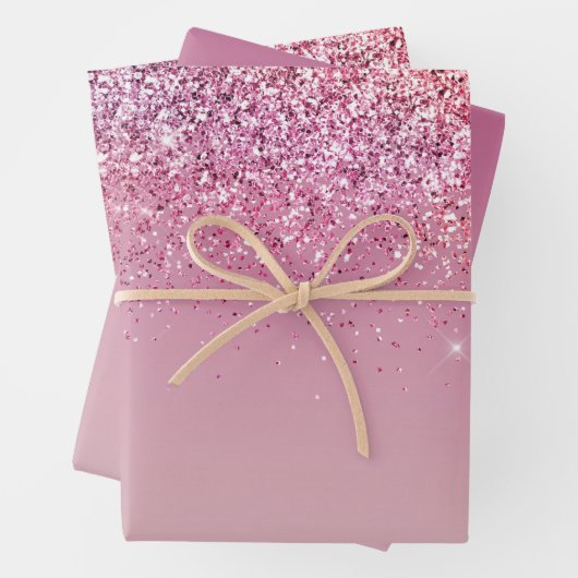 Roos Gold Pink Gold Glitter Sparkle Inpakpapier Vel (In situ)