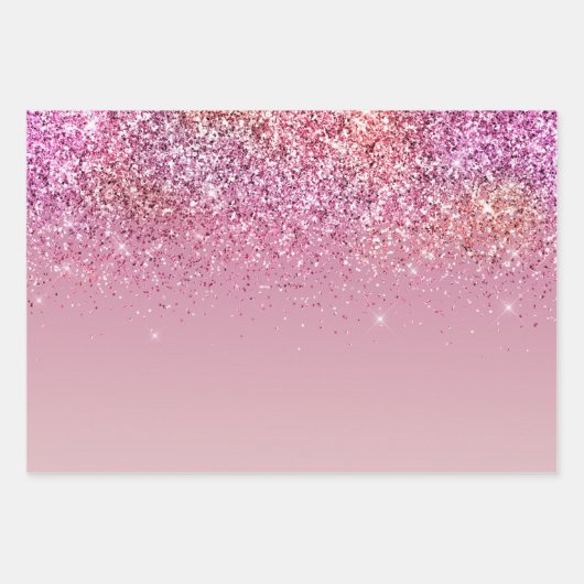 Roos Gold Pink Gold Glitter Sparkle Inpakpapier Vel (Voorkant)