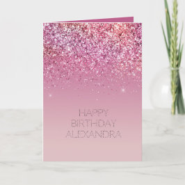 Roos Gold Pink Gold Glitter Sparkle Kaart