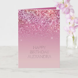 Roos Gold Pink Gold Glitter Sparkle Kaart