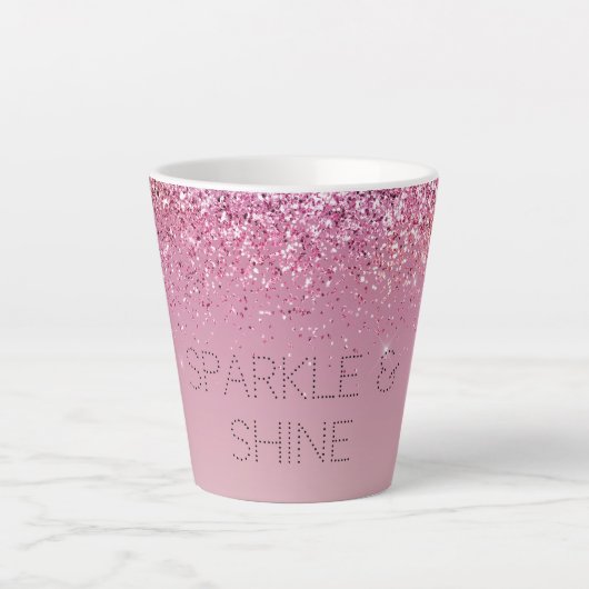 Roos Gold Pink Gold Glitter Sparkle Latte Mok (Voorkant)